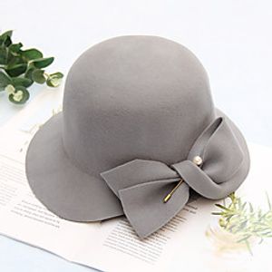 Women's Bucket Hat Party Wedding Special Occasion Bow Bow Black Gray Hat  Fall  Winter  Spring  Holiday  Vintage Lightinthebox