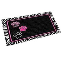 Drymate Black With 3 Paws Zebra Border Pet Bowl Place Mat 12 X 20 Inches