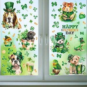 9Sheets St Patricks Day Window Stickers Window Clings, Pet Cat Animal Stickers For St Patricks Day Decorations, Double Sided Reusable Static Spring Window Clings Home Decor Lightinthebox