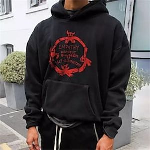 Men's Hoodie Black Hooded Graphic Letter Print Sports  Outdoor Streetwear Cool Designer Casual Winter Fall Clothing Apparel Hoodies Sweatshirts  Long Sleeve  Spring Lightinthebox