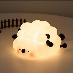 Cute Silicone LED Night Light Sheep Cartoon Bedroom Lamp for Children's Room Decor Rechargeable Timing Dimming Sleep Night Light Touch Sensor Cartoon Kid's Nightlights Gift Bedside Lamp Lightinthebox