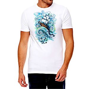 Men's Unisex Tee T shirt Hot Stamping Graphic Prints Rudder Plus Size Print Short Sleeve Casual Tops Cotton Basic Fashion Designer Big and Tall White Lightinthebox