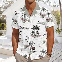 Architecture Coconut Fashion Hawaiian Designer Men's Summer Hawaiian Shirt Camp Collar Shirt Graphic Shirt Outdoor Street Casual Summer Spring Cuban Collar Short Sleeve Black White Green S M L Shirt Lightinthebox