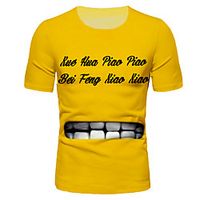 Men's T shirt Shirt Graphic Letter Print Short Sleeve Daily Tops Basic Round Neck Yellow miniinthebox - thumbnail