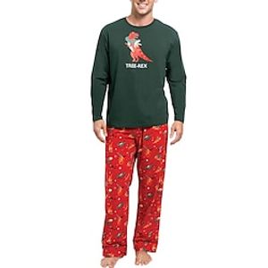 Men's Loungewear Sleepwear Pajama Set Pajama Top and Pant 2 Pieces Graphic Prints Stylish Casual Comfort Home Daily Cotton Blend Comfort Crew Neck Long Sleeve T shirt Tee Pant Drawstring Elastic Waist Lightinthebox