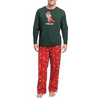 Men's Loungewear Sleepwear Pajama Set Pajama Top and Pant 2 Pieces Graphic Prints Stylish Casual Comfort Home Daily Cotton Blend Comfort Crew Neck Long Sleeve T shirt Tee Pant Drawstring Elastic Waist Lightinthebox - thumbnail