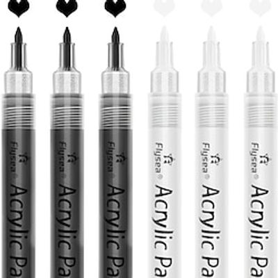 Acrylic Paint Pens 6pcs/Pack Black White Paint Markers Paint Pens For Rock Painting Stone Ceramic Glass Wood Plastic Glass Metal CanvasDrawing Water-Based Acrylic Paint SetsPerfect For Easter Dec miniinthebox