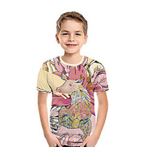 Kids Boys' T shirt Tee Short Sleeve 3D Print Animal Blushing Pink Children Tops Summer Active Daily Wear Regular Fit 3-12 Years Lightinthebox