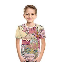 Kids Boys' T shirt Tee Short Sleeve 3D Print Animal Blushing Pink Children Tops Summer Active Daily Wear Regular Fit 3-12 Years Lightinthebox - thumbnail