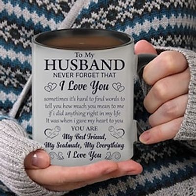 1pc 11.1oz330ml Creative Letter Printed Ceramic Mug Cup Portable Wide Mouth Coffee Cup With Gift Box Suitable For Outdoor Camping Picnic Travel Lightinthebox