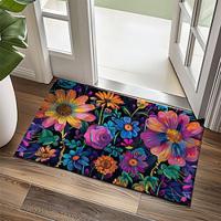 Mexico Folk Art Flowers Doormat Non-Slip Oil Proof Rug Indoor Outdoor Mat Bedroom Decor Bathroom Mat Entrance Rug Door Mat Lightinthebox