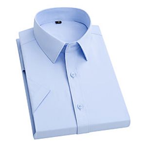 Men's Shirt non-printing Solid Color Short Sleeve Work Tops Business Blushing Pink Gray White miniinthebox