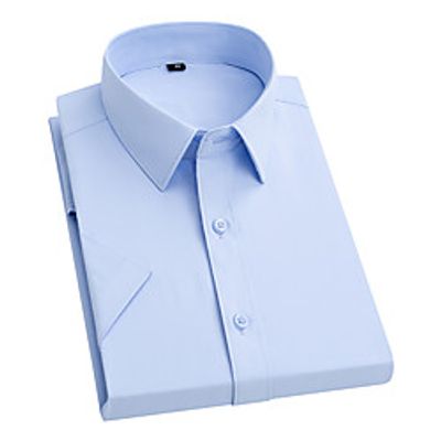 Men's Shirt non-printing Solid Color Short Sleeve Work Tops Business Blushing Pink Gray White miniinthebox