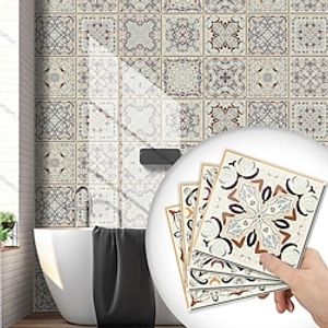 10 PCS Creative Kitchen Oil-proof Sticker Pvc Wall Sticker Self-adhesive Bathroom Waterproof Wall Floor Tile Sticker Valletta Brown miniinthebox