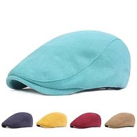 Men's Flat Cap Black Yellow Cotton Streetwear Stylish 1920s Fashion Outdoor Daily Going out Plain Warm Lightinthebox - thumbnail