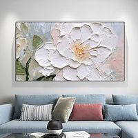 Large hand painted Rainbow Flower Oil Painting on Canvas handmade Colorful knife Art painting Bedroom Wall Decor Texture Wall Art Abstract Blooming Floral texture Painting Lightinthebox