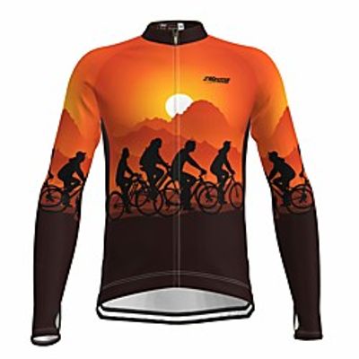 21Grams Men's Long Sleeve Cycling Jersey Summer Spandex Orange Bike Top Mountain Bike MTB Road Bike Cycling Quick Dry Moisture Wicking Sports Clothing Apparel  Athleisure Lightinthebox