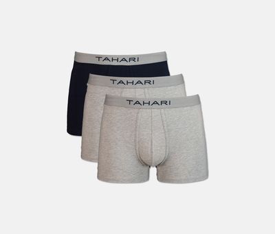 Mens 3 Pack Classic Trunks Navy Blue/Grey Mens 3 Pack Classic Trunks Navy Blue/Grey