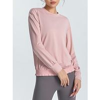 Women's Running T-Shirt Yoga Tops Quick Dry Solid Color Pocket Black White Pink Yoga Fitness Crew Neck High Elasticity Spring   Fall Lightinthebox - thumbnail