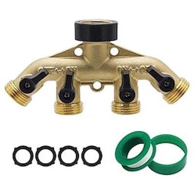 Garden Hose Splitter With 4 Ways, Brass Garden Water Valve, 34in Heavy Duty Y-Type Hose Insert Joint, Hose Parts  Connectors, Garden Supplies Lightinthebox