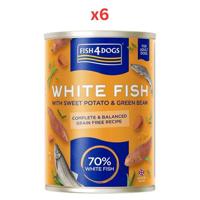 Fish4dogs Finest Complete White Fish With Sweet Potato & Green Bean Wet Dog Food 395g (Pack of 6)