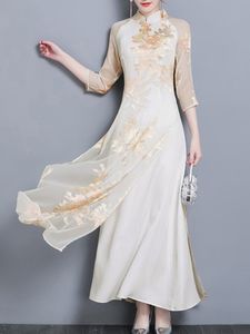 Chinese Style Printed Maxi Dresses
