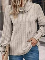 Women's Casual Turtleneck Knitted Long Sleeve Top Sweater