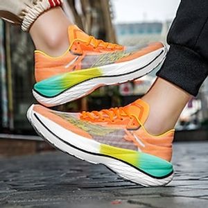 Men's Women's Sneakers Running Shoes Cushioning Breathable Light Soft Running Jogging Carbon Plate Tulle Summer Spring Pink Blue Orange Green Lightinthebox