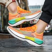 Men's Women's Sneakers Running Shoes Cushioning Breathable Light Soft Running Jogging Carbon Plate Tulle Summer Spring Pink Blue Orange Green Lightinthebox - thumbnail