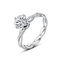 Wedding Ring Wedding Classic Silver S925 Sterling Silver Precious Stylish Simple 1PC Moissanite Lightinthebox - thumbnail