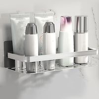 Bathroom Storage Rack Bathroom Storage Rack Upper Storage Cabinet Towel Hanging Below No Need to Drill Holes to Save Space Wall Mounted Design (Silver) miniinthebox - thumbnail