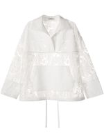 Goen.J lace embroidered mesh anorak - White