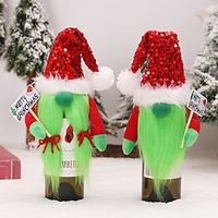 Christmas Wine Bottle Bags Cover, Cute Red Wine Bottle Decorations Bag, Cartoon Christmas Decoration Wine Gift Felt Bag For Hotel Kitchen Table Decoration Lightinthebox - thumbnail