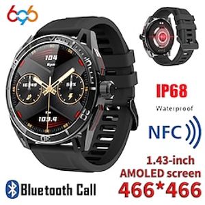 696 HD30 Smart Watch 1.43 inch Smartwatch Fitness Running Watch Bluetooth Pedometer Call Reminder Sleep Tracker Compatible with Android iOS Men Hands-Free Calls Message Reminder Always on Display IP68 miniinthebox