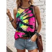 Women's Summer Tops Tie Dye Pink Sleeveless Crew Neck Summer Lightinthebox