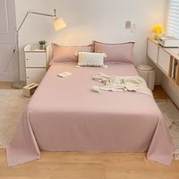 Washed Cotton Flat Bed Sheet Solid Bed Cover Single Double Queen King Size Bedsheet Soft Galling Bedspread Lightinthebox - thumbnail