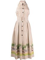 Erika Cavallini striped backless shirtdress - Brown