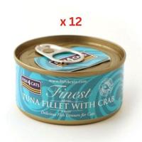 Fish4Cats Finest Tuna Fillet with Crab Wet Cat Food 70g Pack Of 12