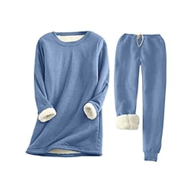Women's Pajamas Thermal Set Pure Color Warm Comfort Soft Home Daily Going out Polyester Comfort Warm Crew Neck Long Sleeve Pant Pocket Elastic Waist Fall Winter Black Pink Lightinthebox Women's Pajamas Thermal Set Pure Color Warm Comfort Soft Home Daily Going out Polyester Comfort Warm Crew Neck Long Sleeve Pant Pocket Elastic Waist Fall Winter Black Pink Lightinthebox