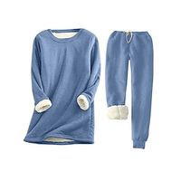 Women's Pajamas Thermal Set Pure Color Warm Comfort Soft Home Daily Going out Polyester Comfort Warm Crew Neck Long Sleeve Pant Pocket Elastic Waist Fall Winter Black Pink Lightinthebox - thumbnail