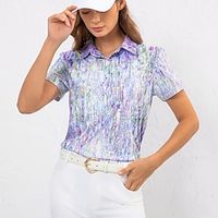 Women's Polo Shirt Golf Shirt Button Up Polo Breathable Quick Dry Moisture Wicking Short Sleeve Golf Apparel Golf Clothes Regular Fit Tie Dye Summer Tennis Golf Pickleball miniinthebox - thumbnail