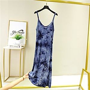 outer suspender skirt, modal tie-dye dress, sleeveless, inner base skirt, summer thin a-line vest long skirt Lightinthebox