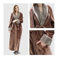 Adults' Bathrobe Pajamas Nightwear Solid Color Onesie Pajamas Pajamas Flannel Cosplay For Men's Women's Dailywear Animal Sleepwear Cartoon Lightinthebox - thumbnail