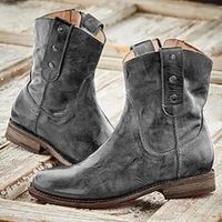 Women's Boots Combat Boots Booties Ankle Boots Rivet Chunky Heel Round Toe Punk PU Leather Zipper Fall Winter Solid Colored Deep red Brown Grey miniinthebox - thumbnail