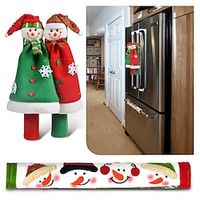 Christmas Oven Handle Covers 3pcs Refrigerator Handle Covers Handle Covers Protector Microwave Handle Cover Double Door Crafts Christmas Kitchen Decor Lightinthebox - thumbnail