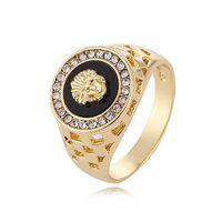 Punk Gold Lion Head Men Ring