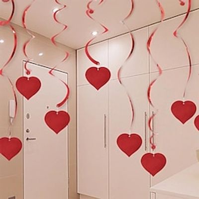 6 Pcs Red Hanging Heart Swirls - Perfect for Valentine's Day, Anniversaries, and Parties! miniinthebox