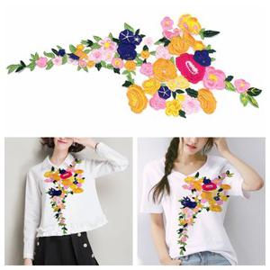 Rose Flower Floral Collar Sew Patch Applique Badge Embroidered Bust Dress Craft Sewing