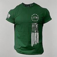 Graphic 1776 National Flag Fashion Designer Casual Men's 3D Print Short Sleeve Shirt T shirt Tee Tee Top Daily Holiday Vacation T shirt Black Navy Blue Green Short Sleeve Crew Neck Shirt Summer Lightinthebox