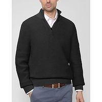 Men's Pullover Sweater Jumper Casual Sweater Quarter Zip Sweaters Knit Sweater Ribbed Knit Regular Knitted Plain Quarter Zip Keep Warm Modern Contemporary Daily Wear Going out Clothing Apparel Fall Lightinthebox - thumbnail